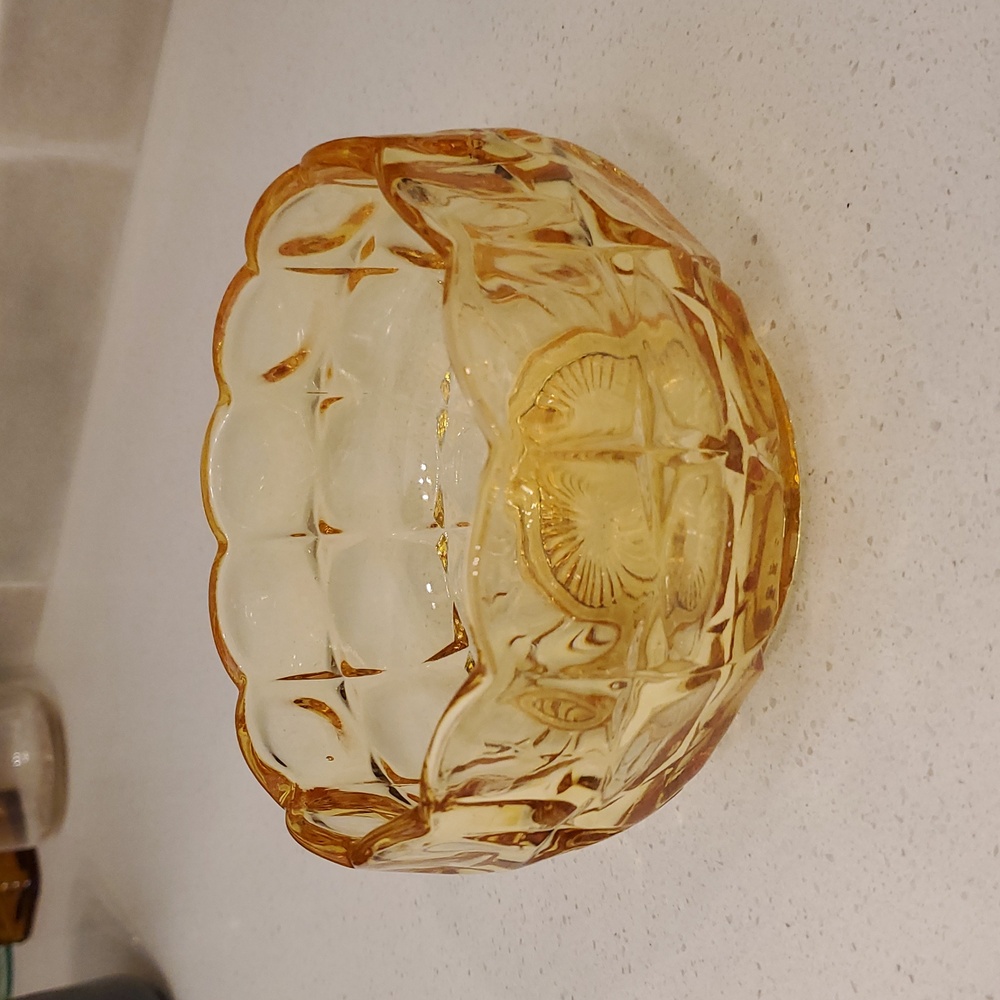 Indiana Glass Tiara Yellow Mist Constellation Candy Nut Bowl Vintage - Picture 4 of 7